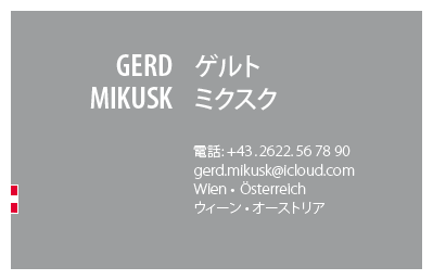 Japanese Business Card: Translation, Design, Print, Austria - id: 1682 | 